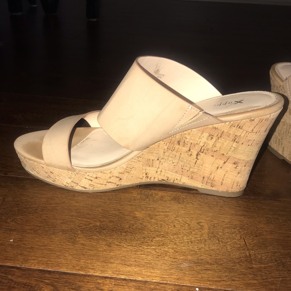 Beige wedge sandals